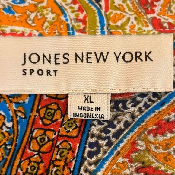 Jones New York Sport Paisley Print Blouse Button Down 3-4 Sleeve Womens Size XL - Picture 4 of 6